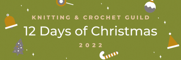 Knitting & Crochet Guild 12 Days of Christmas 2023. Festive cartoon