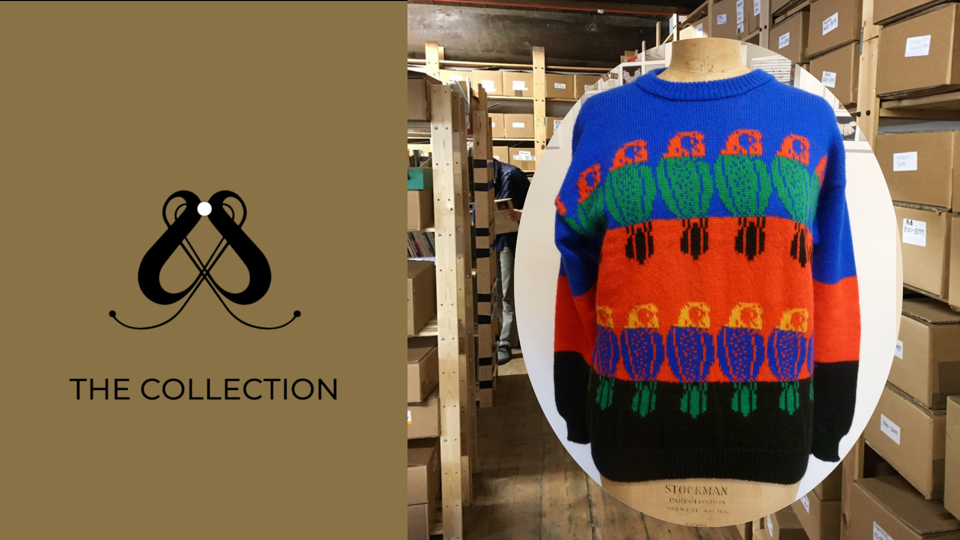 K&CG heart and Collection shelving with mannequin dressed in colourful intarsia jumper